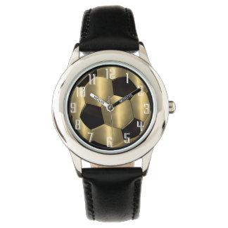 Montre Boule de soccer en or et noir