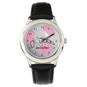 Montre Boule de soccer rose personnalisée