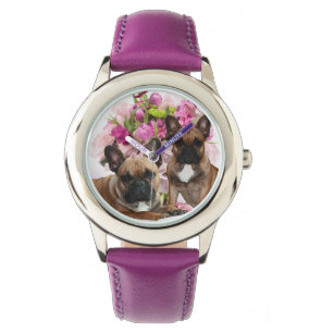 Montre Bouledogue français fleurs célébration Bouledogue