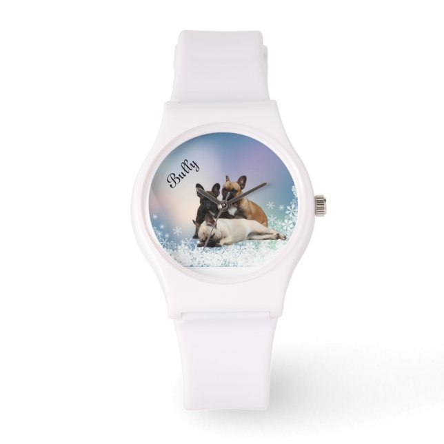 Montre Bouledogue français neige French Bulldog (Recto)