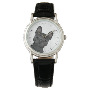Montre Bouledogue français noir / Frenchie Chien de dessi
