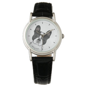 Montre Bouledogue français pie noir / Frenchie Chien mign
