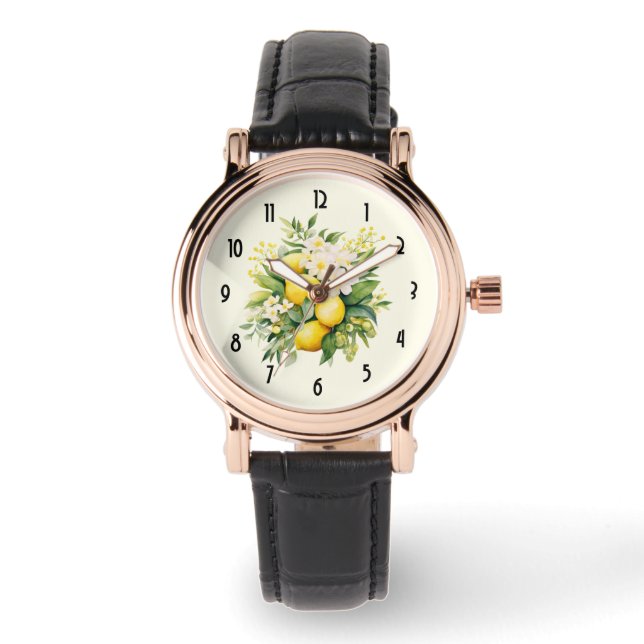 Montre Bouquet de citron avec fleurs blanches (Recto)