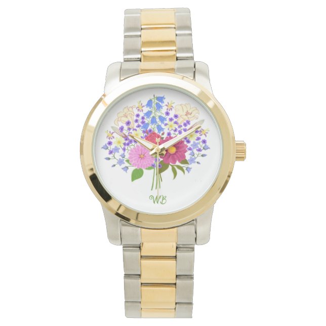 Montre Bouquet de fleurs géant bicolore (devant)