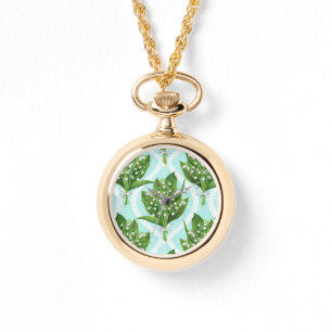 Montre Bouquet de lis de la vallée fleurs sur le bleu