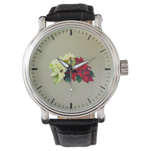 Montre Bouquet de poinsettias rouges et jaunes