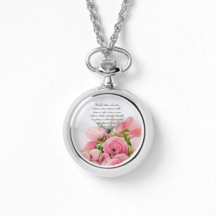 Montre Bouquet rose pastel de fleurs Bible Verse