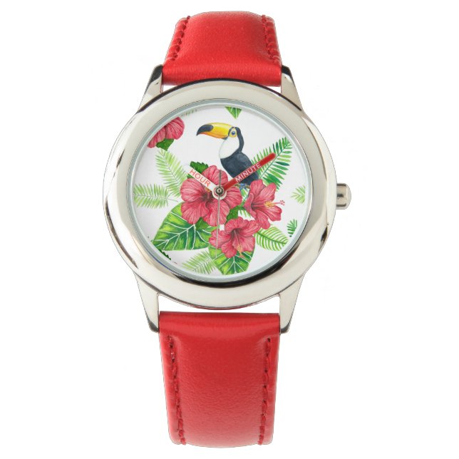 Montre Bouquet Toucan et tropical (devant)