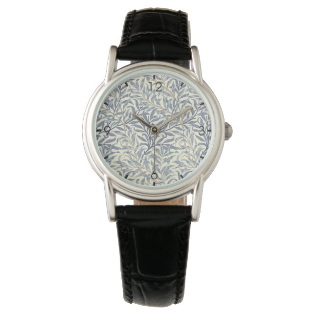 Montre Bouton bleu saule (par William Morris) (devant)