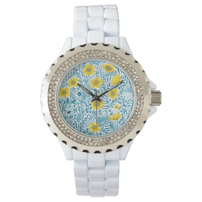 Montre Boutons jaunes, bleus et blancs (devant)