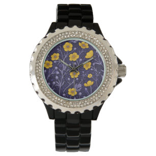 Montre Boutons jaunes et violets