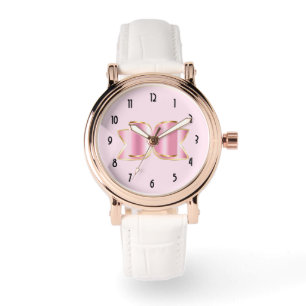 Montre Bow en verre rose avec pierre centrale