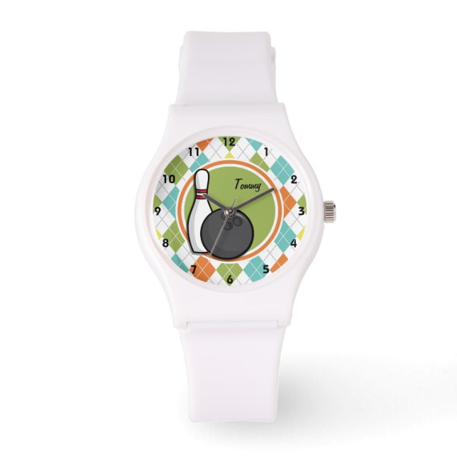 Montre Bowling ; Motif Jacquard coloré (Recto)