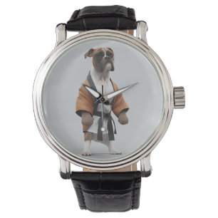 Montre Boxer Dog Jouer Karate, Karate Champion Boxer Dog