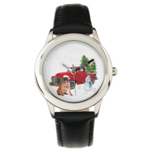Montre Boxer Red Truck Joyeux Noël Snowman Amoureux des c