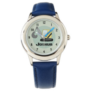Montre Boys Construction Digger Excavator et Name Kids