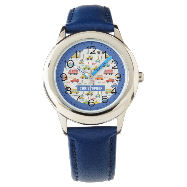 Montre Boys Cute Vehicle Car Pattern Personalized (devant)