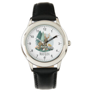 Montre Boys mignon Rustique Bois Forêt Animaux