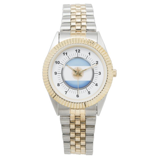 Montre bracelet à deux tons pour Drapeau Argentine (devant)
