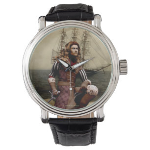 Montre-bracelet d'art de pirate et de bateau de