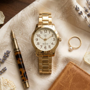 Montre Bracelet en Chaîne en Or de Luxe avec Couro