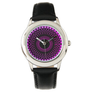 Montre Bracelet en cuir noir de la femme géométrique viol