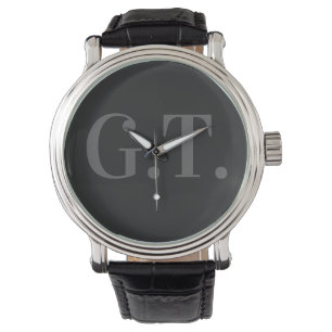 Montre-bracelet en cuir noire du monogramme des