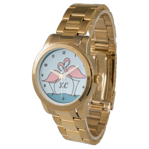 Montre Bracelet en or surdimensionné Monogramme Flamant R