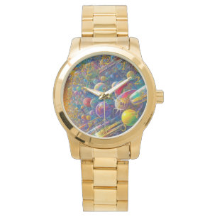 Montre bracelet en or surdimensionnée de Space Rac