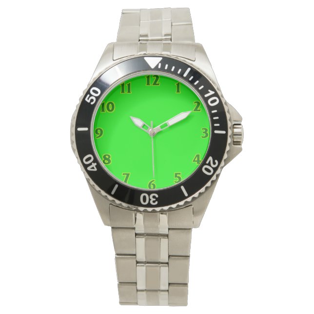 Montre bracelet et coque métallique cadran vert (devant)