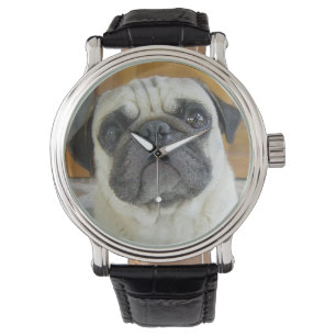 Montre-bracelet mignonne de visage de carlin