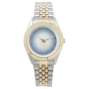 Montre Bracelet personnalisé à deux tons Watch/Or & Bleu