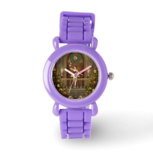 Montre-bracelet rouge de parties scintillantes de