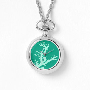 Montre Branche de corail - vert turquoise et marin
