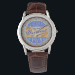 Montre Brasserie Pub Personnalisé Bière Bouteille Casquet<br><div class="desc">Ce design pour votre brasserie et décor de pub est fait comme un casquette de biberon. Il dit, "Bienvenue à [Votre nom] Brasserie & Pub." Le texte et le design ont un look triste, patiné, pour faire paraître l'image casquette bouteille un peu antique. Le design a un thème houblon et...</div>