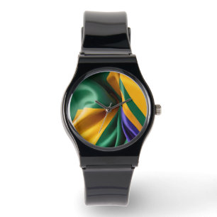 Montre Brésil drapeau texture soie