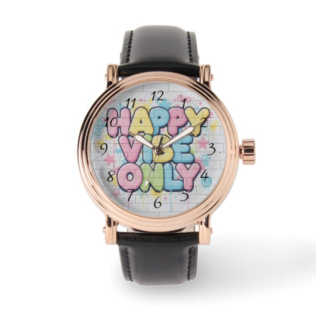 Montre Brick with Colorful Text Saying “ Happy Vibe Only” (Recto)