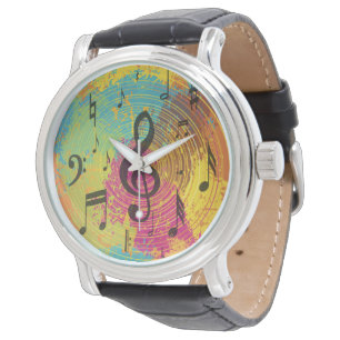 Montre Bright Music Notes sur l'explosion de couleur