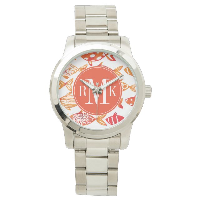 Montre Bright Orange Watercolor Fish (devant)