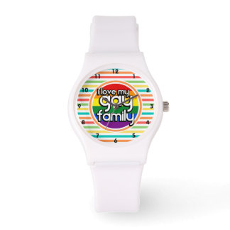 Montre Bright Rainbow Stripes, famille gay