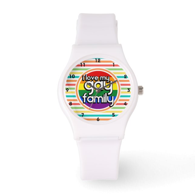 Montre Bright Rainbow Stripes, famille gay (Recto)