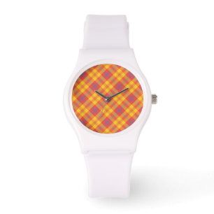 Montre Bright Red Jaune et bleu Plaid Sportwatch