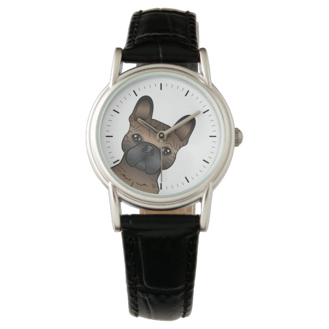 Montre Brindle French Bulldog / Frenchie Cute Cartoon Chi (devant)