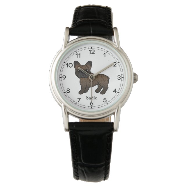 Montre Brindle French Bulldog mignon Dessin & Nom (devant)