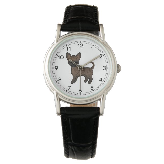 Montre Brindle Smooth Coat Chihuahua mignon caricaturé Ch (devant)
