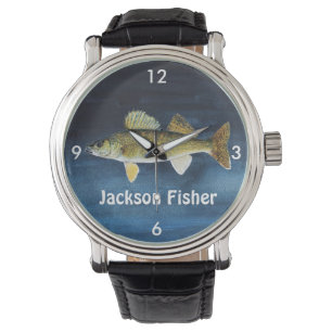 Montre Brochets vairons personnalisés Pike sur le bleu
