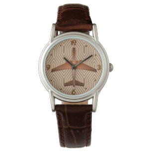 Montre Brun d'avion, de bronze, d'or et de rouille d'art