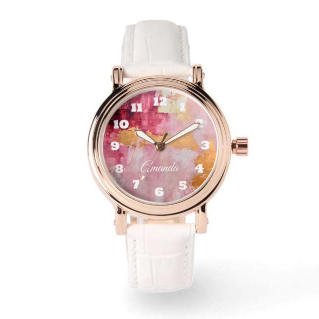 Montre Brush artistique touche or et rose (Recto)