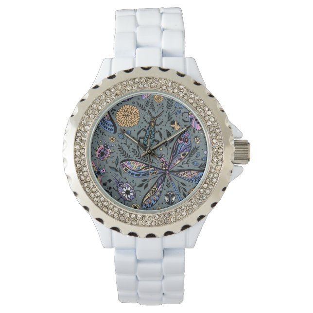 Montre Bugs de Doodle sur le gris de latte (devant)
