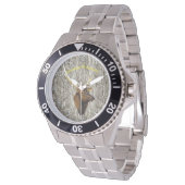 Montre Bull Elk sur Rustic Wood arrière - plan (Incliné)